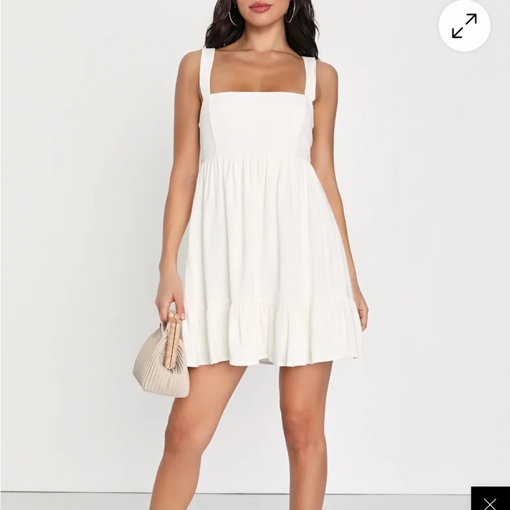 Perfection White Tiered Tie-Back Mini Skater Dress
